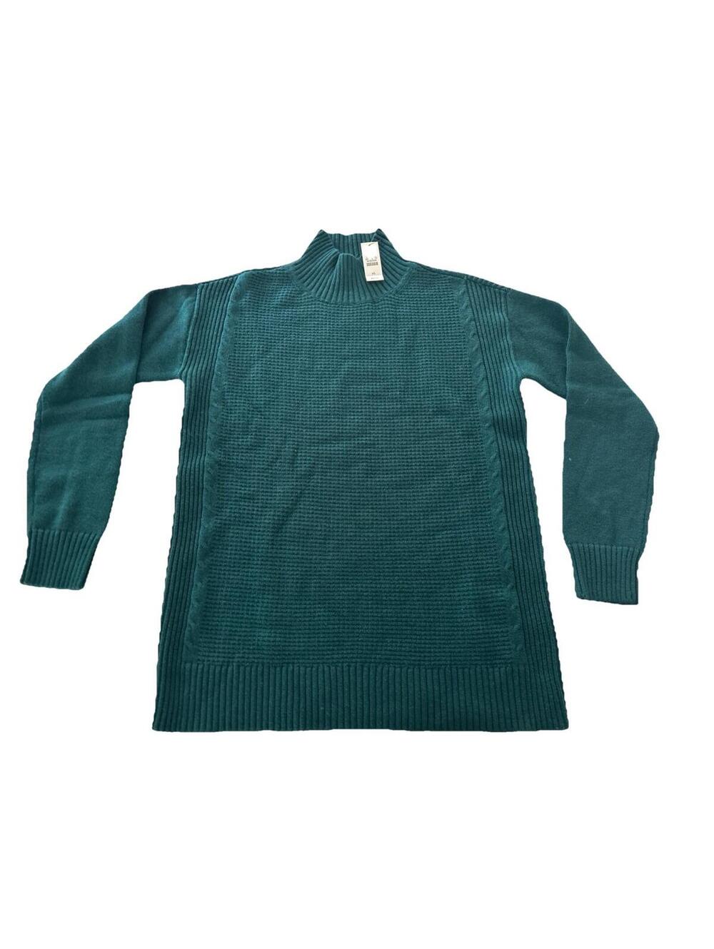 Talbots Turtleneck Sweater Womens XS Green Ribbed Neck Knit Long Sleeve Casual